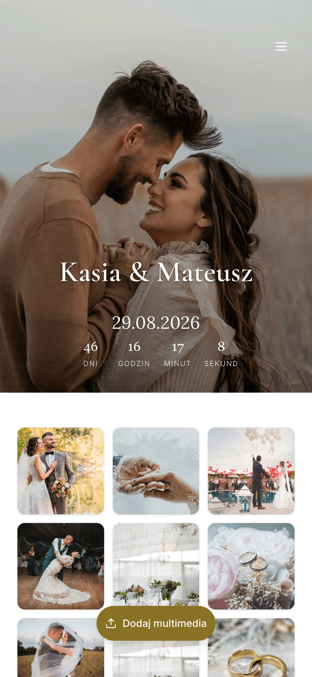 Preview of the wedding page on a phone