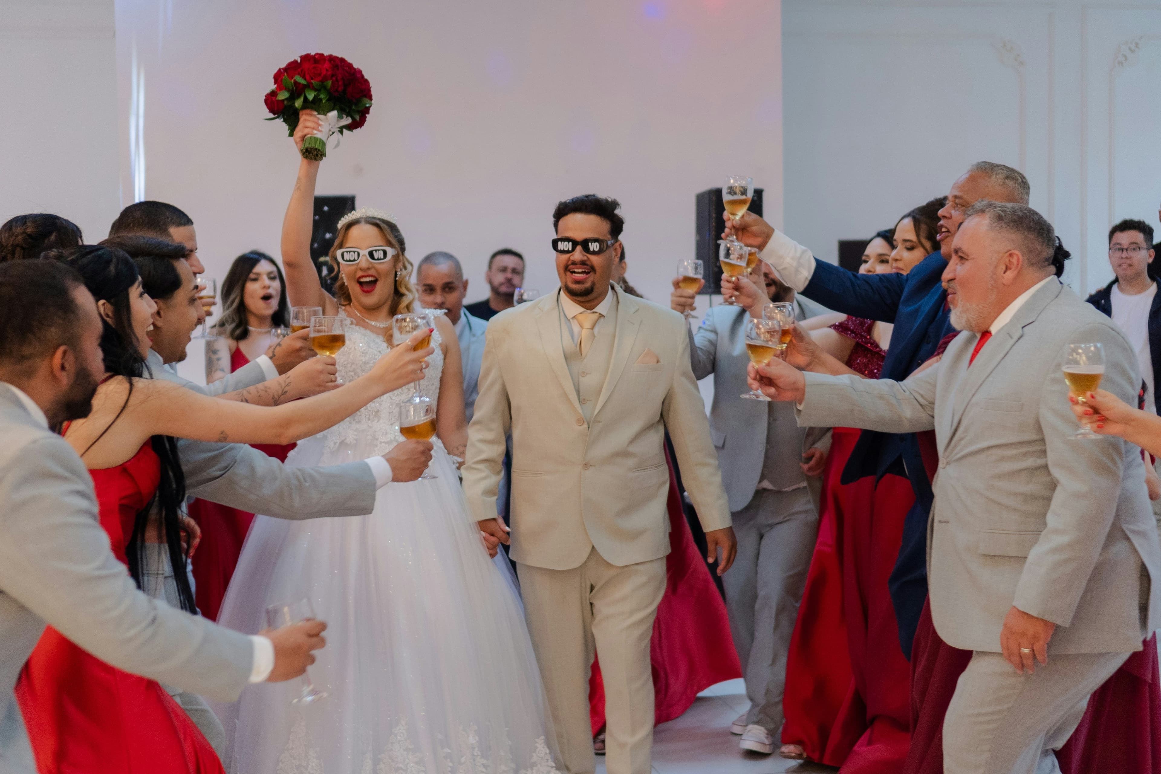 Guests celebrating at a wedding